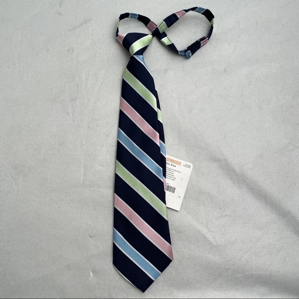 Gymboree boys navy/multi striped tie NWT